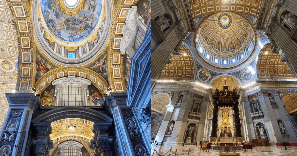 Inside the beautiful Saint Peter's Basilica building. Rome, Italy.