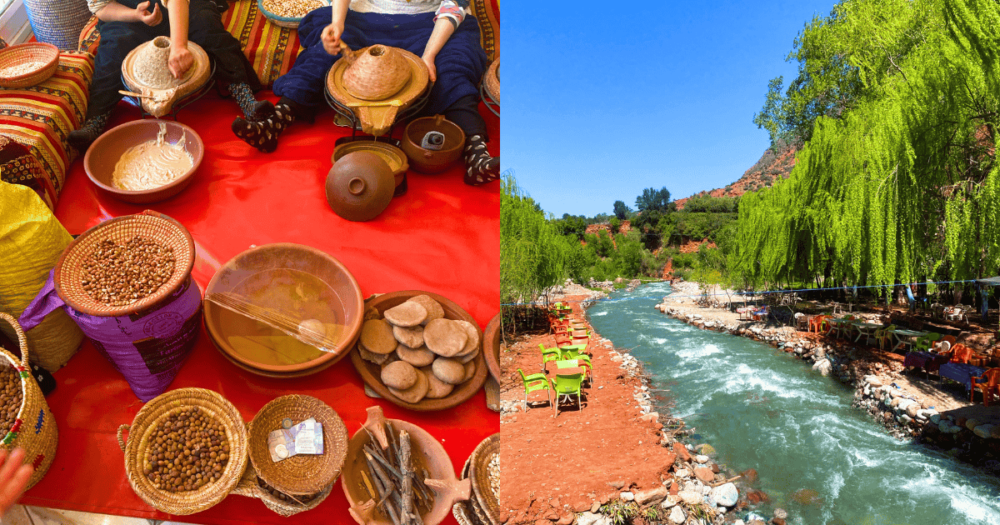 Waterfalls, lunch by the river and Argan oil explanation. Morocco, Marakkech.