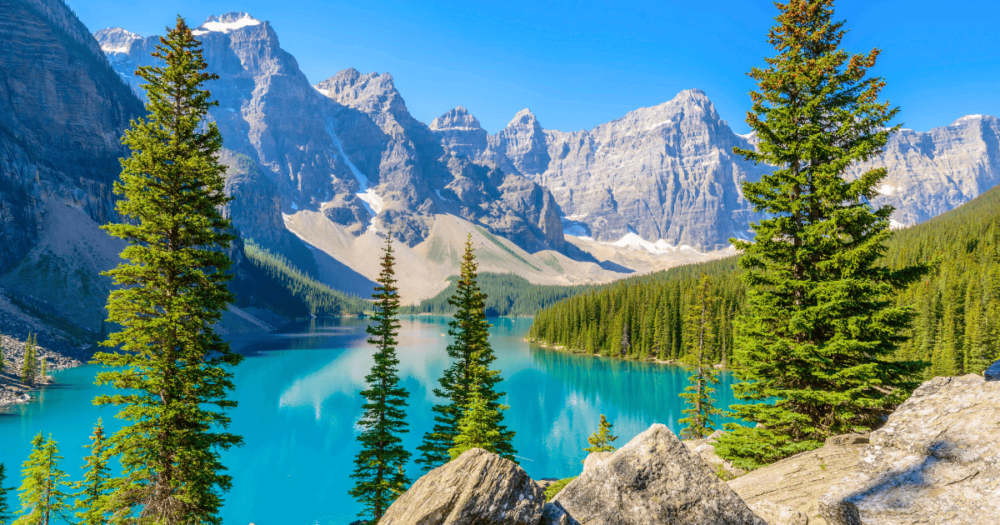 Moraine Lake Panorama in Banff National Park, Alberta, Canada. TEverything travel.