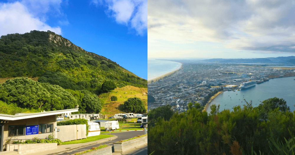 The beautiful Mount Maunganui in Tauranga and the view. New Zealand, Oceania. Everything travel. Forever Living Yes.