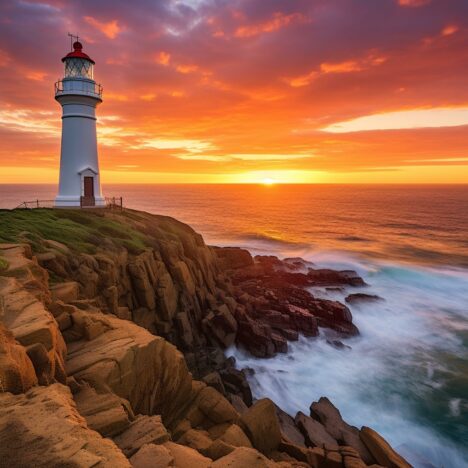 Lighthouse at Cape Nelson, Portland, Victoria, Australia.