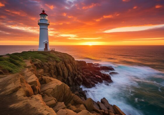 Lighthouse at Cape Nelson, Portland, Victoria, Australia.