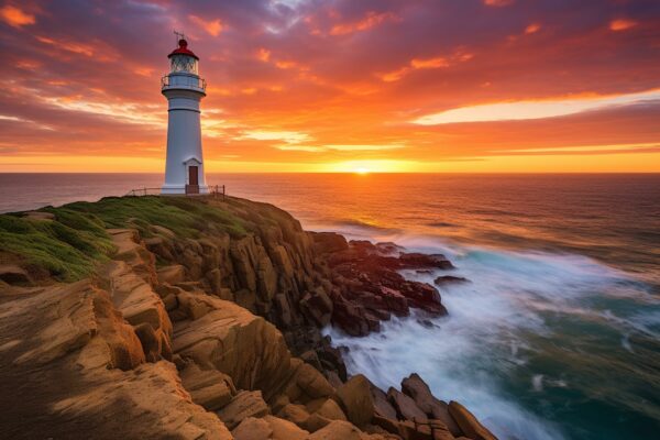 Lighthouse at Cape Nelson, Portland, Victoria, Australia.