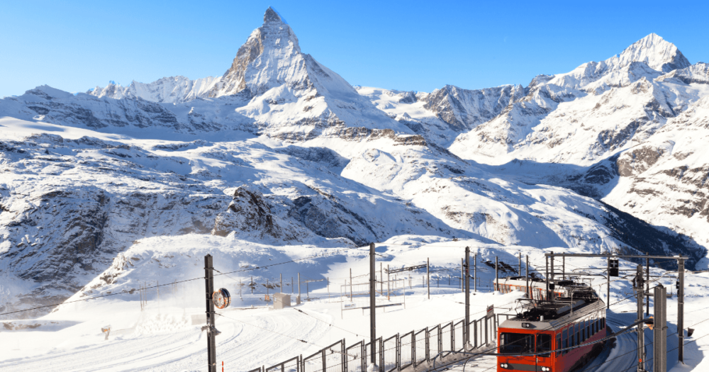 Panorama of the Matterhorn mountain range. Switzerland. 5 European destinations to visit in 2024.