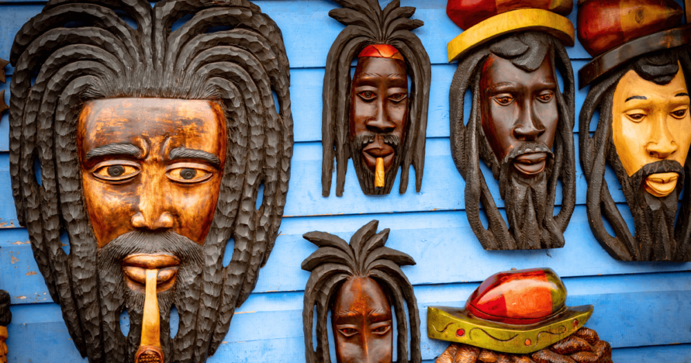 Where's Hot December: Wall art wood carvings on display for sale at a local craft mark. Jamaica. Everything travel. Forever Living Yes.