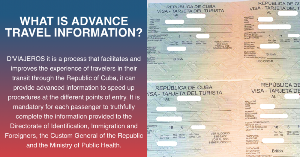 Aplply for your Cuban visa green card and complete an online form 48 hours before