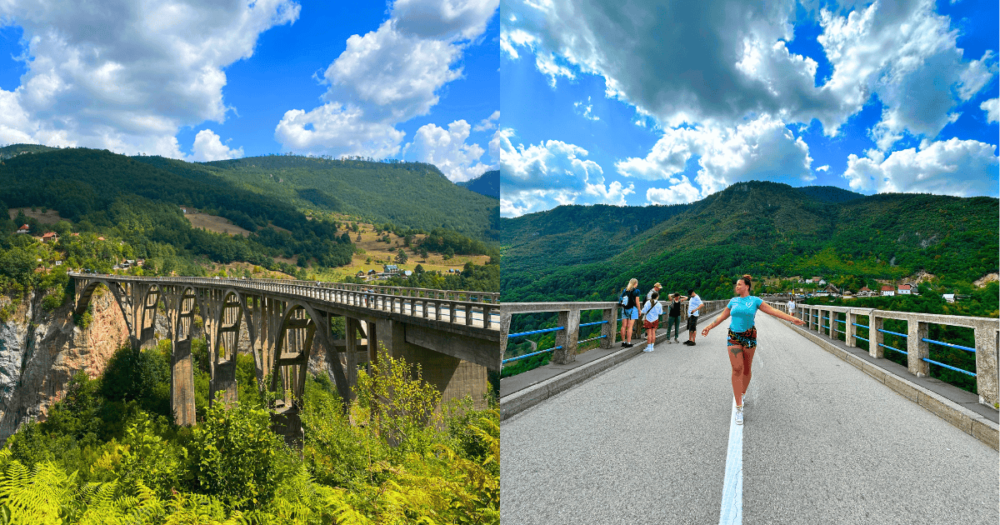 Tara Bridge in Montenegro - popular for ziplining and bunjee jumping and also river rafting. Everything travel. Places in Europe. Forever Living Yes.