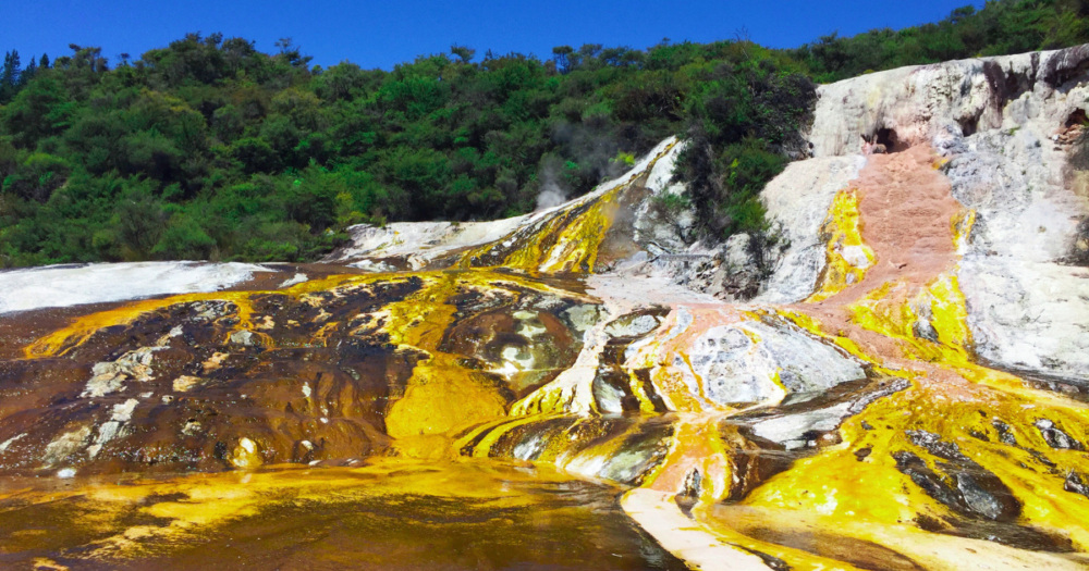 Oceania. New Zealand. Geothermal haven at Orakei Korako Cave & Thermal Park