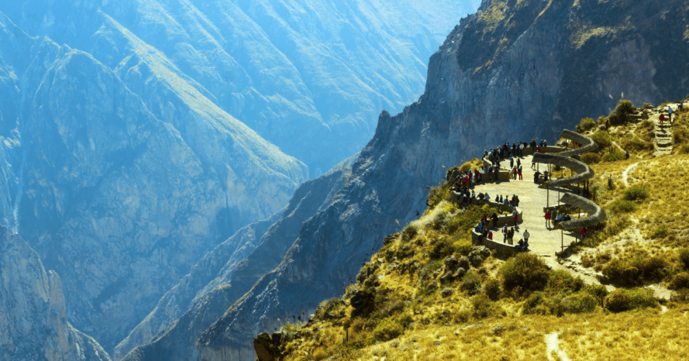 The Cruz Del Condor viewpoint, Colca Canyon in Peru. Machu Picchu. South America. Everything Travel