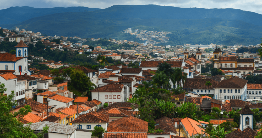 Brazil. A panoramic view of the historic town of Mariana, Minas Gerais, Brazil, South America.