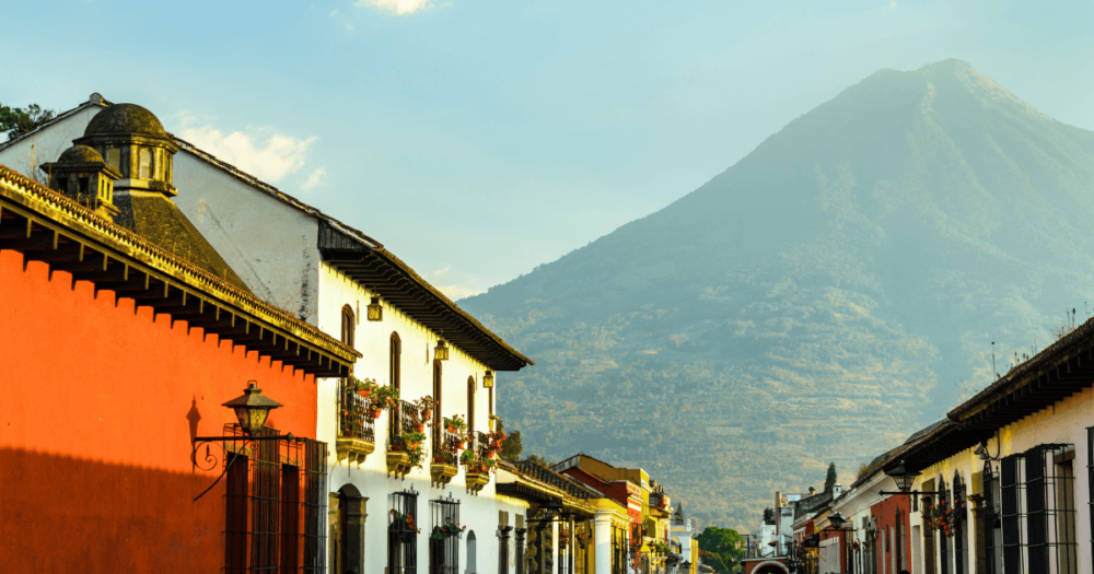 Volcan de Agua as seen from Antigua Guatemala in Central America. Everything Travel. Forever Living Yes.